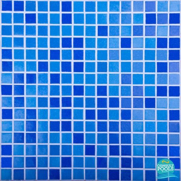Mozaic piscina mixt albastru inchis