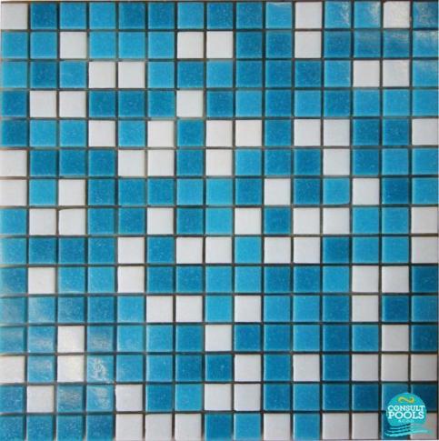 Mozaic piscina mixt albastru deschis 2 nuante PS01
