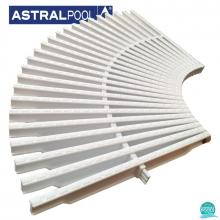 Gratar modular piscina pentru curbe, latime 245 mm, 35 mm inaltime, compozitie PP, culoare alb, AstralPool Spania