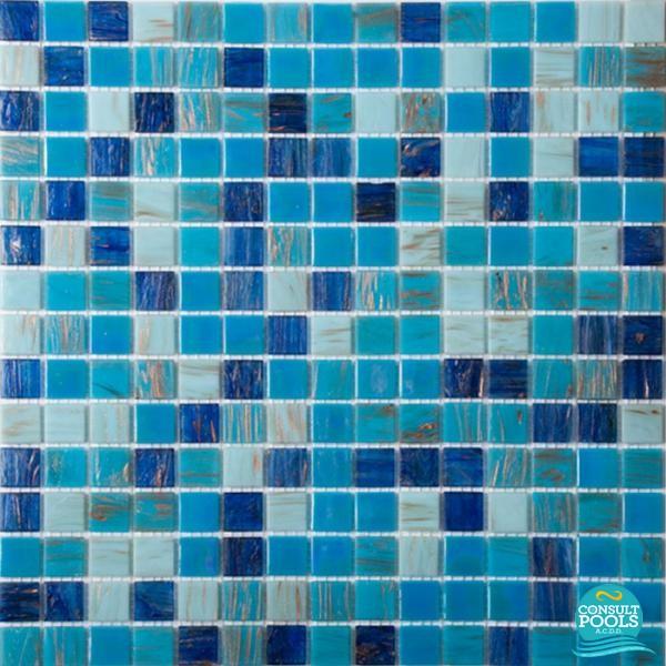 Mozaic piscina mix albastru deschis sidefat