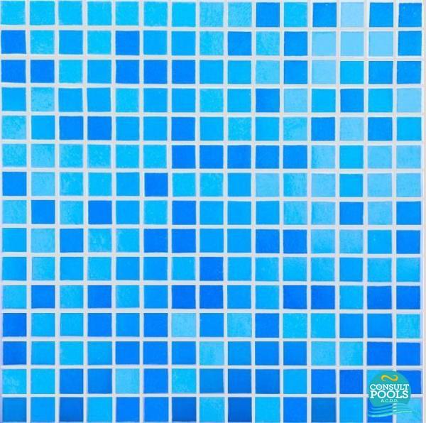 Mozaic piscina mixt albastru standard